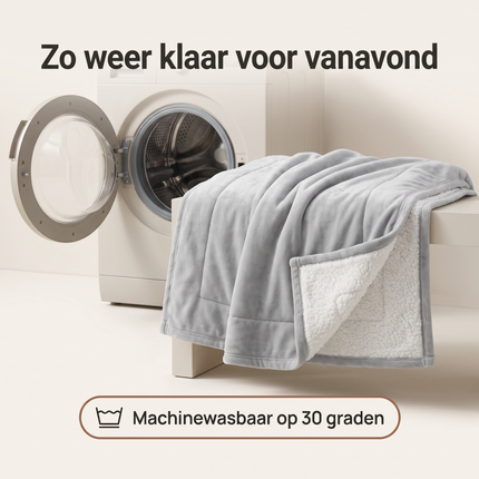 Cheqo® Fleece Deken - Sherpa Deken - Plaid - Knuffeldeken - Woondeken - Bankdeken - Licht Grijs - Dekentje en Sprei voor Bank en Bed - Deken voor Woonkamer - Winter - Extra Zacht en Warm - Pluizig - Tweezijdig - 2 Persoons - Fleecedeken - Onderhoud