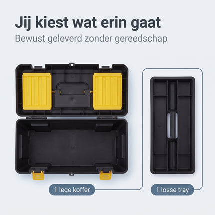 Cheqo® Gereedschapskoffer Leeg - Gereedschapskist - Gereedschapsbox met Uitneembare Tray - Opbergkoffer - Opbergkist - Werkkoffer met Vakken - Organizer voor Gereedschap en Klussen - Gereedschapskoffer zonder Gereedschap - Toolbox - Zwart Geel - Bezwaarkiller