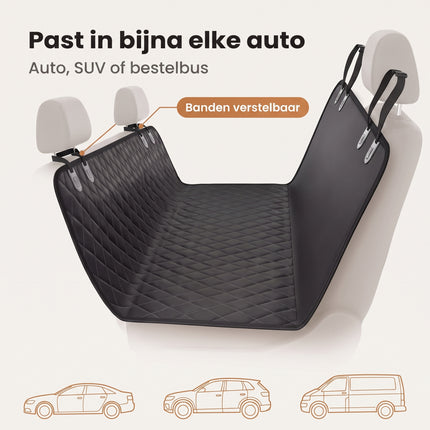 Cheqo® Hondendeken Auto Achterbank - Hondendeken Kofferbak - Beschermhoes Achterbank Hond - Hondenkleed Auto - Autodeken Hond - Autohoes Hond - Achterbankhoes - Hondenmat Auto - Hangmat Hond Auto - Autostoelhoes - Waterdicht en Antislip - Zwart - Bezwaarkiller