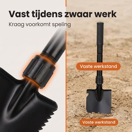Cheqo® Vouwschep met Draagtas - Opvouwbare Schep - Pioniersschep - Klapschep - Veldschep - Legerschep - Survival Schep - Campingschep met Houweel - Pikhouweel - Multifunctionele Schep - Klapspade - Schop met Zaag - Tuinschep voor Camping en Auto - Bezwaarkiller