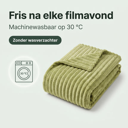 Cheqo® Fleece Deken 2 Persoons - Plaid XL - Lits-Jumeaux Deken - Bedsprei - Grote Fleece Plaid - Deken voor Tweepersoonsbed - Ribstof Plaid - Woondeken - Bankdeken - Knuffeldeken - Grand Foulard - Sprei - Groene Plaid - Fleece Blanket - Bezwaarkiller