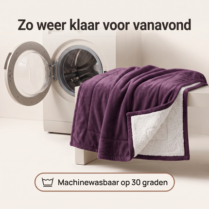 Cheqo® Sherpa Deken - Fleece Deken - Plaid - Fleece Plaid - Woondeken - Knuffeldeken - Bankdeken - Deken voor Bank en Bed - Dubbelzijdig - Flanel Deken - Winter Deken - Schapenvacht Deken - Teddy Deken - Sprei - Bedsprei - TV Deken - XXL - Paars - Bezwaarkiller