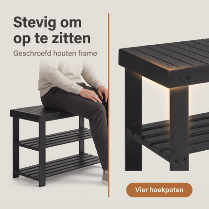 Cheqo® Schoenenrek - Schoenenbank - Schoenenkast - Schoenenrekje - Halbankje - Halbank - Schoenenbankje - Schoenen Organizer - Schoenen Opbergrek - Schoenenstandaard - Schoenenrek 3 Laags - Gangkast - Haltafel - Schoenenrek Smal - Zwart - Bezwaarkiller