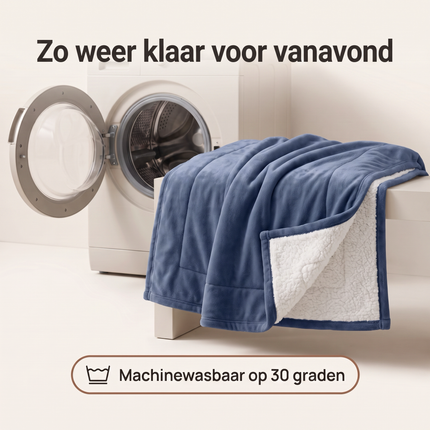 Cheqo® Sherpa Deken - Fleece Deken - Plaid - Woondeken - Bankdeken - Knuffeldeken - Sprei - Blauw - Dubbelzijdig - Extra Zacht en Warm - Pluizige Fleece Plaid voor Bank en Bed - voor Woonkamer - Winter - Tweepersoons - XXL Sofadeken - Bezwaarkiller