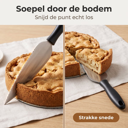 Cheqo® Taartmes - Taartschep met Snijrand - Taartsnijder - Cakesnijder - Gebakschep - Gebakmes - Taartserveerder - Vlaaischep - Taartbestek voor Bruidstaart en Verjaardag - Bakaccessoires - Keukengerei - Serveerschep - Cake Server - Bezwaarkiller