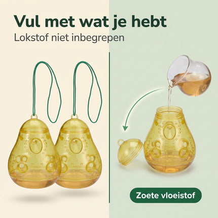 Cheqo® Wespenvanger Set van 2 - Wespenval - Wespenvanger Buiten - Insectenval - Insectenvanger - Vliegenvanger - Fruitvliegjesvanger - Wespenverjager - Anti Wesp - Wespenbestrijding - Hangend voor Tuin - Terras en Balkon - Herbruikbaar - Bezwaarkiller