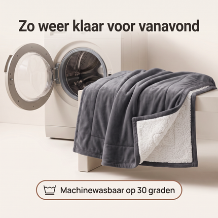 Cheqo® Sherpa Fleece Deken - Sherpa Deken - Fleece Deken - Plaid - Woondeken - Knuffeldeken - Bankdeken - Deken voor Bank en Bed - Donkergrijs - Grijs - Zacht en Warm - Pluizig - Dubbelzijdig - Flanel - Sprei - Bedsprei - Tweepersoons - XXL - Bezwaarkiller