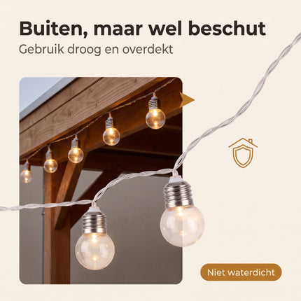 Cheqo® LED Lichtsnoer met 30 Lampjes Warm Wit - Feestverlichting - Lichtslinger - Sfeerverlichting - Party Lights - Batterijverlichting - LED Bolletjes - Tuinverlichting - Terrasverlichting - Tuinfeest - Kerstverlichting voor Binnen en Buiten - Bezwaarkiller