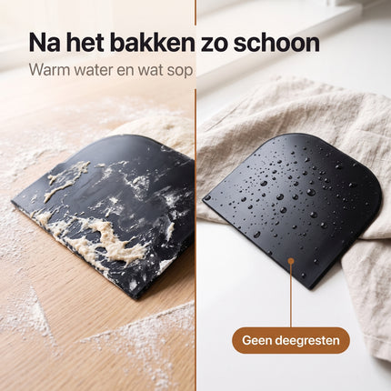 Cheqo® Deegschraper Zwart - Deegkrabber - Deegsnijder - Deegsteker - Deegspatel - Taart Schraper - Fondant Schraper - Keukenschraper - Bakgereedschap - Kom Schraper - Deegkaart - voor Brood en Pizza - Zuurdesem Accessoires - Dough Scraper - Bezwaarkiller