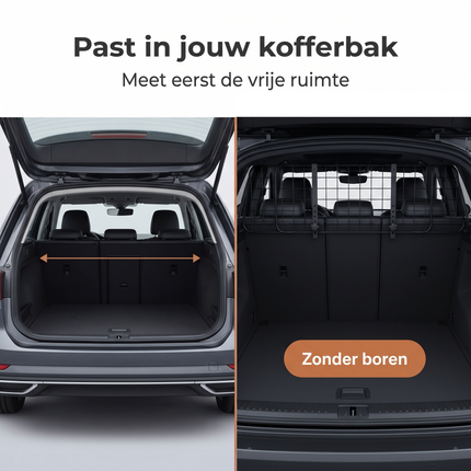 Cheqo® Hondenrek Auto - Past in jouw kofferbak v3