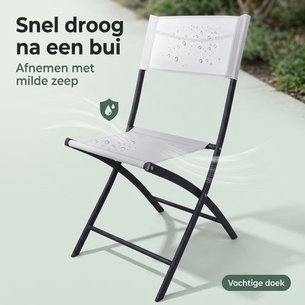 Cheqo® Vouwstoel Wit - Klapstoel - Tuinstoel - Inklapbare Stoel - Campingstoel - Balkonstoel - Terrasstoel - Bijzetstoel - Buitenstoel - Tuin Eettafelstoel - Picknickstoel - Festivalstoel - Plooistoel - Tuinzetel - Kampeerstoel - Klapstoeltje - Bezwaarkiller