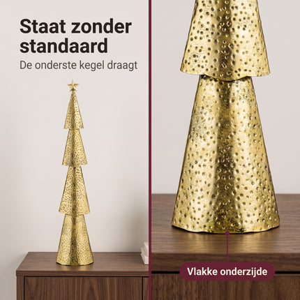Cheqo® Metalen Kerstboom - Decoratieve Kerstboom - Kerstboom Decoratie - Kerstversiering - Gouden Kerstboom - Kunstkerstboom - Kerst Tafeldecoratie - Kerstboom Zonder Verlichting - Decoratieboom - Sierboom - Kerstboombeeldje - Kerstboom met Ster - Bezwaarkiller