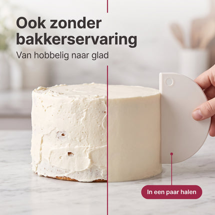 Cheqo® Deegschraper Set van 3 - Taartschraper voor Fondant en Glazuur - Deegkrabber - Deegsnijder - Spatel voor Taart en Cake - Taartkam voor Botercrème - Deegkaart - Cake Decoratieset - Garneergerei - Bakspullen - Wit - Bezwaarkiller