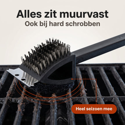 Cheqo® BBQ Borstel 3 in 1 Zwart - Bezwaarkiller