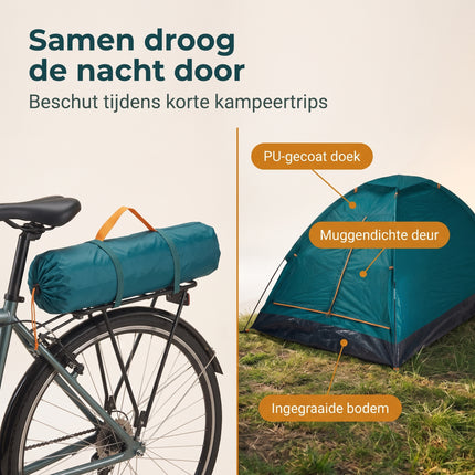Cheqo® Koepeltent 2 Persoons - Tent 2 Persoons - Kampeertent - Campingtent - Festivaltent - Iglotent - Bogentent - Lichtgewicht Tent - Waterdichte Tent - Tent voor Camping - Reistent - Vistent - Tentje - Groene Tent - Monodome Tent - Bezwaarkiller (oude v2)