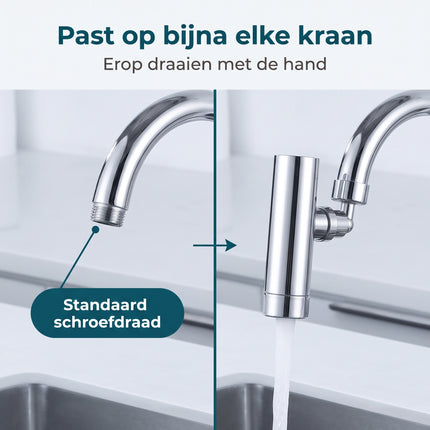 Cheqo® Kraan Opzetstuk - Kraanverlengstuk - Kraankop - Roterende Kraankop met Sproeikop voor Kraan - Draaibare Kraan - Keukenkraan Opzetstuk voor Badkamerkraan - Perlator - Straalregelaar met 3 Standen - Waterbesparend - 360 Graden Draaibaar - Bezwaarkiller v2