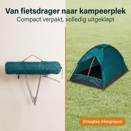 Cheqo® Koepeltent 2 Persoons - Tent 2 Persoons - Kampeertent - Campingtent - Festivaltent - Iglotent - Bogentent - Lichtgewicht Tent - Waterdichte Tent - Tent voor Camping - Reistent - Vistent - Tentje - Groene Tent - Monodome Tent - Bezwaarkiller