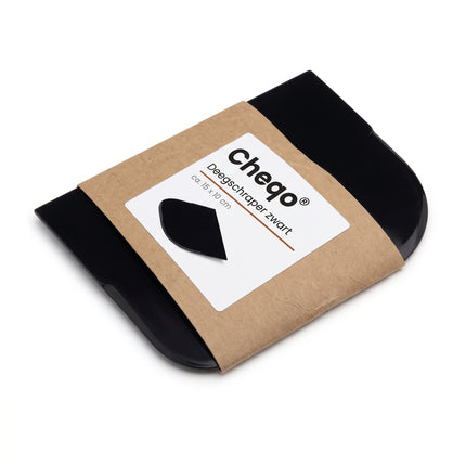 Cheqo® Deegschraper Zwart - Deegkrabber - Deegsnijder - Deegsteker - Deegspatel - Taart Schraper - Fondant Schraper - Keukenschraper - Bakgereedschap - Kom Schraper - Deegkaart - voor Brood en Pizza - Zuurdesem Accessoires - Dough Scraper - Verpakking - HARD_RISICO: mini-productfoto op sticker verkeerde vorm