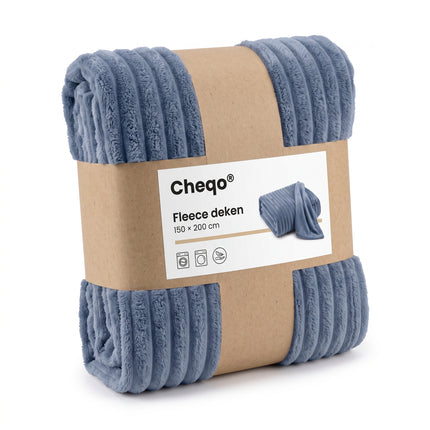 Cheqo® Fleece Deken - Plaid - Fleece Plaid met Ribstof - Woondeken - Knuffeldeken - Bankdeken - Plaid voor Bank - Grand Foulard - Sprei - Heerlijk Zacht en Warm - Petrol Plaid - Petrolblauwe Deken voor Bed en voor Woonkamer - Fleece Blanket - Verpakking