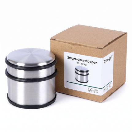 Cheqo® Deurstopper - Deurstop - Deurbuffer - Deurvastzetter - Deurstopper Zwaar - Deurstopper voor Binnen - Deurstopper Zonder Boren - Vrijstaande Deurbuffer - Deurstopper Antislip - Deurdemper - Deurstopper Vloer - RVS Deurstopper - Verpakking