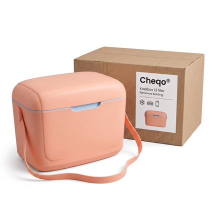 Cheqo® Koelbox Klein - Draagbare Koelbox zonder Stroom - Koelbox met Handvat en Deksel - Koelbox voor Picknick - Camping - Strand en Auto - Coolbox - Frigobox - Mini Koelbox voor Onderweg - Koeltas voor Lunch en Festival - Roze - Verpakking