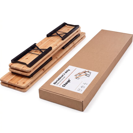 Cheqo® Biertafelset 3-Delig - Picknickset - Picknicktafel met Banken - Biertafel met 2 Banken - Bierbank Set - Campingtafel met Banken - Campingset - Klaptafel met Banken - Inklapbaar - Opvouwbaar - Houten Tuintafel - Tuinset - Vouwtafel - Verpakking (oude v0)