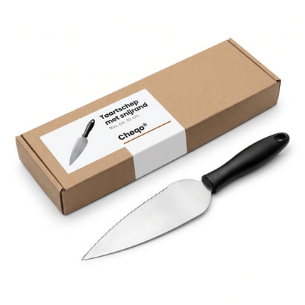 Cheqo® Taartmes - Taartschep met Snijrand - Taartsnijder - Cakesnijder - Gebakschep - Gebakmes - Taartserveerder - Vlaaischep - Taartbestek voor Bruidstaart en Verjaardag - Bakaccessoires - Keukengerei - Serveerschep - Cake Server - Verpakking