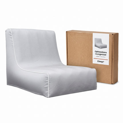 Cheqo® Opblaasbare Sofa Lichtgrijs - Zitzak Buiten - Opblaasbare Loungestoel - Lounge Fauteuil - Zitzak Volwassenen - Opblaasbare Stoel - Beanless Zitzak - Loungestoel voor Tuin - Relaxstoel - Ligstoel - Outdoor Sofa - Strandstoel - Campingstoel - Verpakking