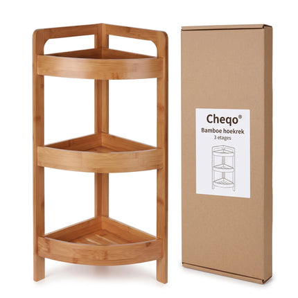 Cheqo® Badkamer Hoekrek Bamboe 3 Etages - Verpakking