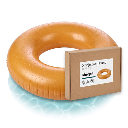 Cheqo® Zwemband Oranje - Zwemring - Opblaasbare Zwemband voor Volwassenen en Kinderen - Zwembad Speelgoed - Waterspeelgoed - Zwembad Accessoires - Opblaasband Groot - Drijfband - Float Tube voor Zwembad en Strand - Zwembenodigdheden Zomer - Verpakking