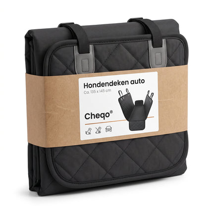 Cheqo® Hondendeken Auto Achterbank - Hondendeken Kofferbak - Beschermhoes Achterbank Hond - Hondenkleed Auto - Autodeken Hond - Autohoes Hond - Achterbankhoes - Hondenmat Auto - Hangmat Hond Auto - Autostoelhoes - Waterdicht en Antislip - Zwart - Verpakking