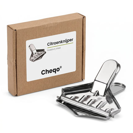 Cheqo® Citroenknijper - Citroenpersje - Citroenschijfpers - Citroenpers voor op Tafel - Citruspers voor Citroenpartjes - Lemon Squeezer - Limoenknijper - Bar Accessoires - voor Thee, Vis en Cocktails - Verpakking - let op: achterste greep staat schuin weg, wijkt af van leverancier