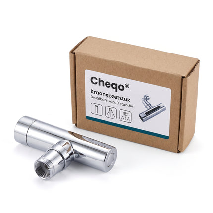 Cheqo® Kraan Opzetstuk - Kraanverlengstuk - Kraankop - Roterende Kraankop met Sproeikop voor Kraan - Draaibare Kraan - Keukenkraan Opzetstuk voor Badkamerkraan - Perlator - Straalregelaar met 3 Standen - Waterbesparend - 360 Graden Draaibaar - Verpakking v2