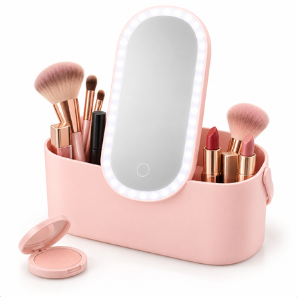 infographic opus55 hoofdafbeelding - Cheqo® Beautycase met LED Spiegel