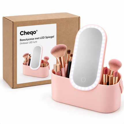 infographic opus55 verpakking - Cheqo® Beautycase met LED Spiegel