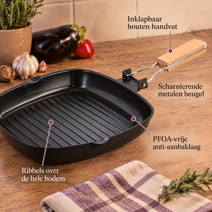 infographic opus55 infographic 2 - Cheqo® Grillpan Vierkant met Inklapbaar Houten Handvat