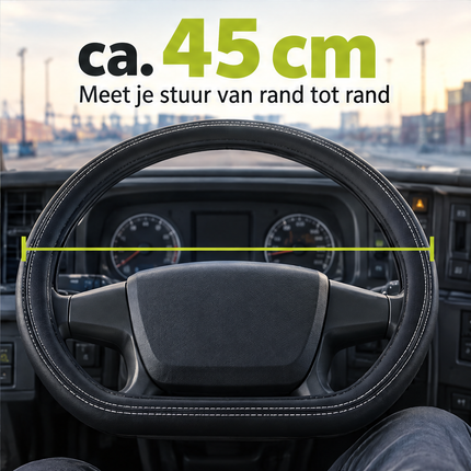 infographic opus55 infographic 6 - Cheqo® Stuurhoes Vrachtwagen D-Vorm Leerlook Zwart met Witte Stiksels