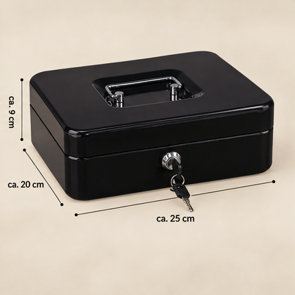 infographic opus55 infographic 5 - Cheqo® Geldkistje Metaal Zwart 25 cm