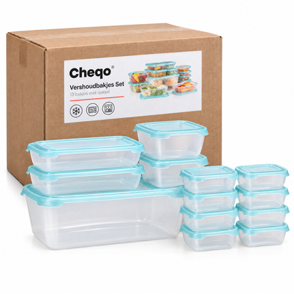 infographic opus55 verpakking - Cheqo® Vershoudbakjes Set van 13 met Deksel