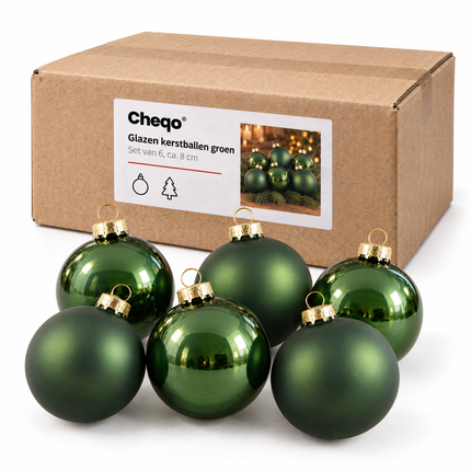 infographic opus55 verpakking - Cheqo® Glazen Kerstballen Groen