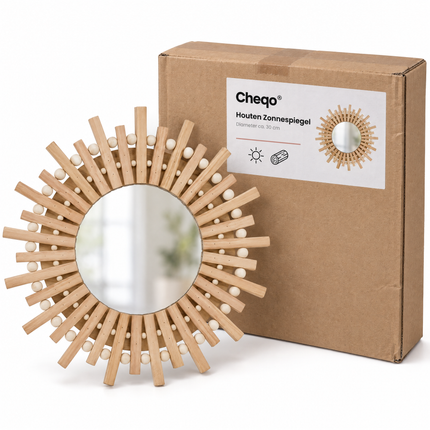 infographic opus55 verpakking - Cheqo® Houten Zonnespiegel