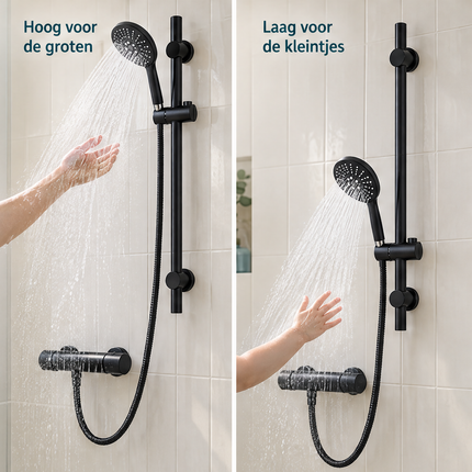 infographic opus55 infographic 4 - Cheqo® Doucheset Mat Zwart met Glijstang