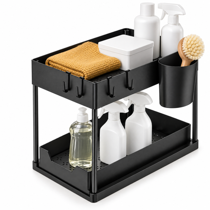 infographic opus55 hoofdafbeelding - Cheqo® Keukenkast Organizer Zwart
