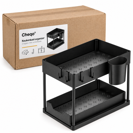 infographic opus55 verpakking - Cheqo® Keukenkast Organizer Zwart