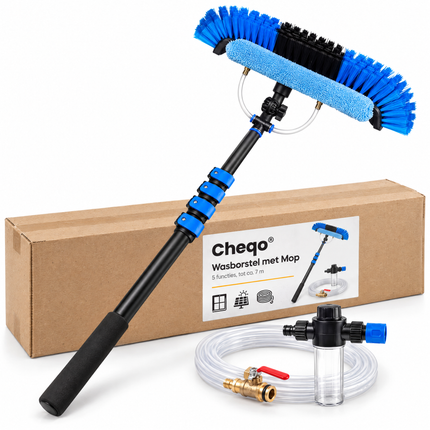 infographic opus55 verpakking - Cheqo® Telescopische Wasborstel 7 m met Microvezel Mop
