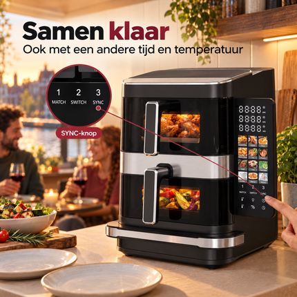 infographic opus55 extra 2 - Cheqo® Dubbele Airfryer met Pizza Oven