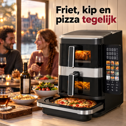 infographic opus55 infographic 1 - Cheqo® Dubbele Airfryer met Pizza Oven