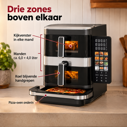 infographic opus55 infographic 2 - Cheqo® Dubbele Airfryer met Pizza Oven