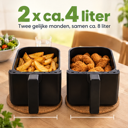 infographic opus55 infographic 2 - Cheqo® Dubbele Airfryer met Twee Gelijke Manden