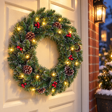 infographic opus55 hoofdafbeelding - Cheqo® Kerstkrans met LED Verlichting